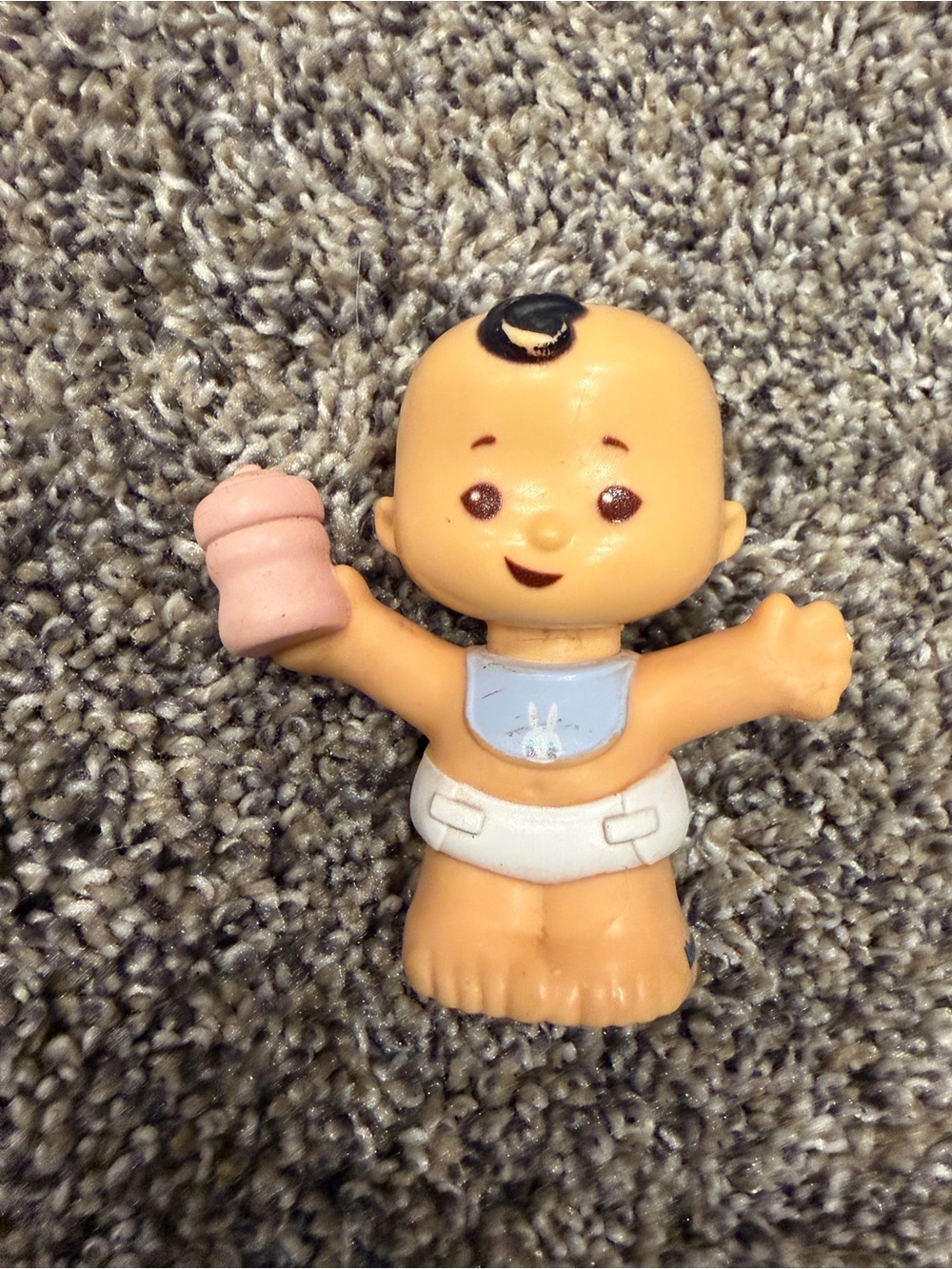 Fisher Price Little People Newer Style Baby Single Baby with bottle pink